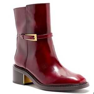 Vince Camuto Gail Leather Ankle Boots Chianti SZ 8.5 NWOT